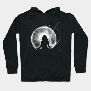 GIRL MEDITATING IN MOONLIGHT Beautiful Yoga Inspired Hoodie